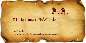 Mittelman Máté névjegykártya
